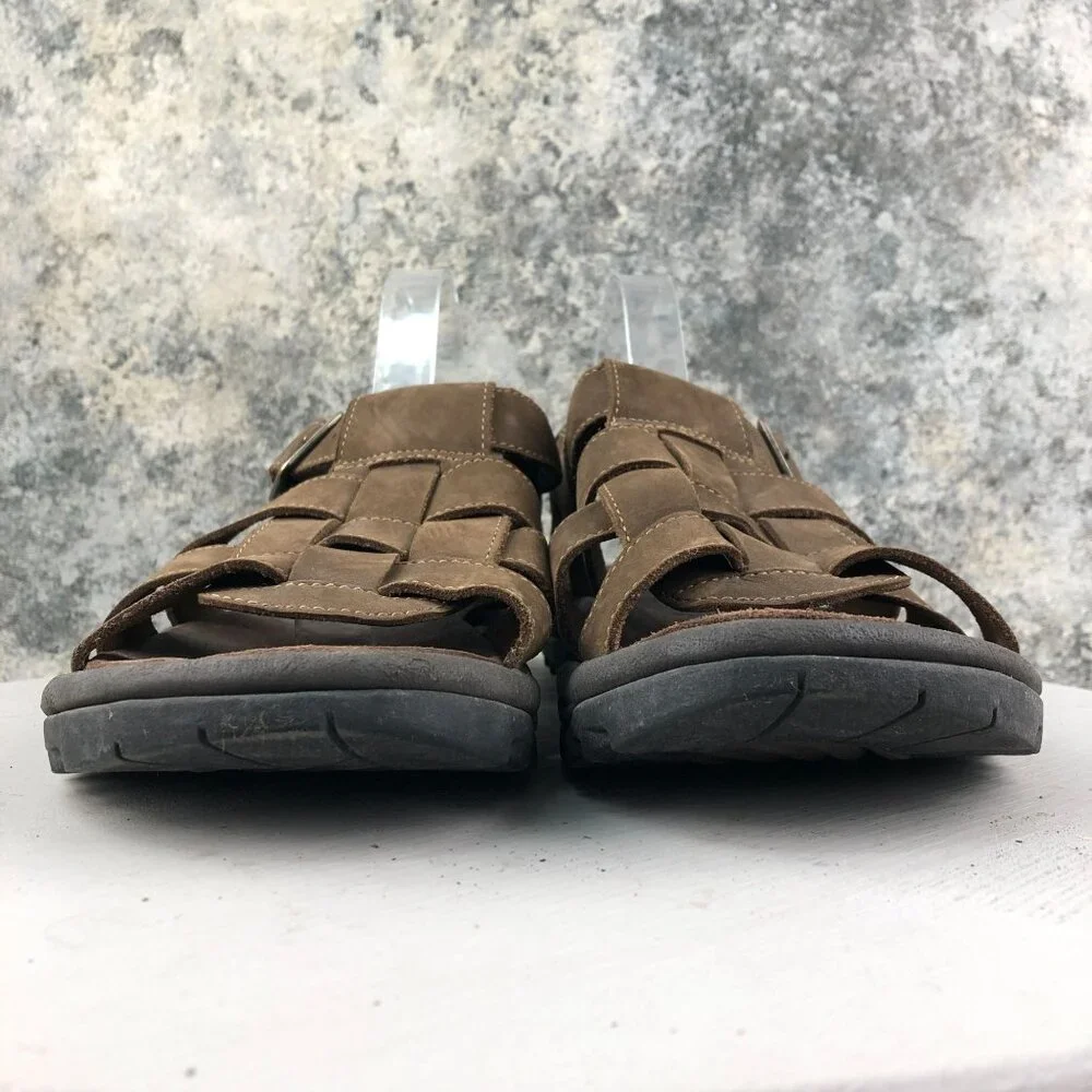 Teva Men's Size 12 Camden Brown Leather Open Toe Buckle Fisherman Sandals